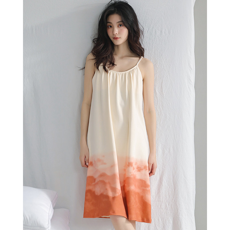 夏季纯棉无袖居家裙长款可爱睡裙 芬颜睡裙