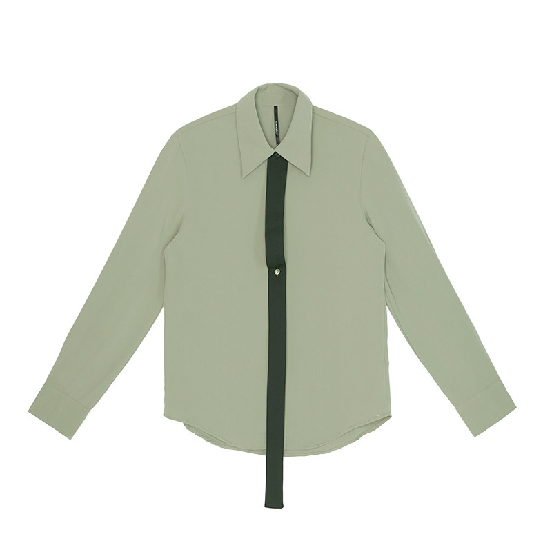 阿cir绿色雪纺衬衫女职业正装2020 circlofy服饰衬衫