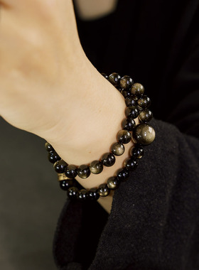 曲尾花个性混搭设计金曜石手串