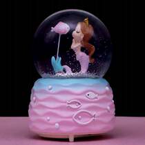New Beauty Princess Water Crystal Ball Music Box Human Fish Love Floating Snow Sends Girl Child Girlfriends Birthday Gift Boutique