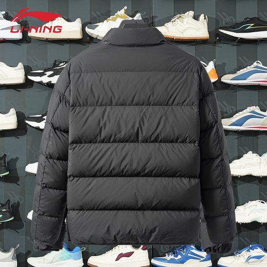 李宁轻薄羽绒服男可收纳2025年冬季新款鸭绒短款立领外套AYMV221