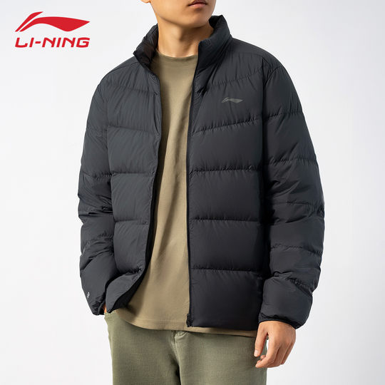 李宁轻薄羽绒服男可收纳2025年冬季新款鸭绒短款立领外套AYMV221