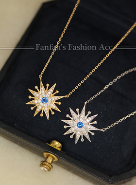 925银项链轻奢小众叠戴太阳星芒设计感精致高档锁骨链日韩颈饰女