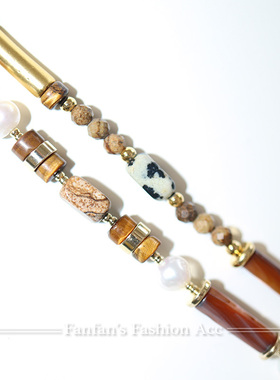 天然石串珠虎眼石项链新中式美拉德棕色个性锁骨链轻奢颈链2025新