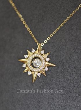 锆石项链925银镀金项链