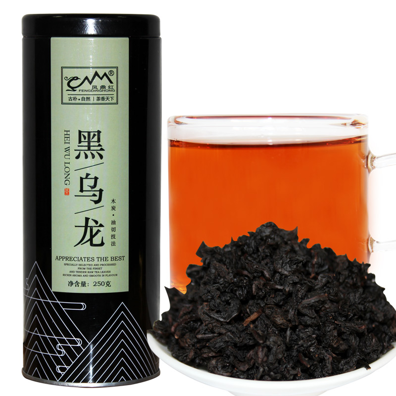 买一送一 黑乌龙茶木炭技法茶叶 油切黑乌龙茶茶叶 凤鼎红共500g