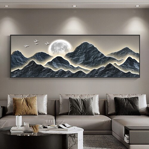 背有靠山现代轻奢客厅沙发装饰画新中式山水挂画茶室办公室墙壁画 - 图2