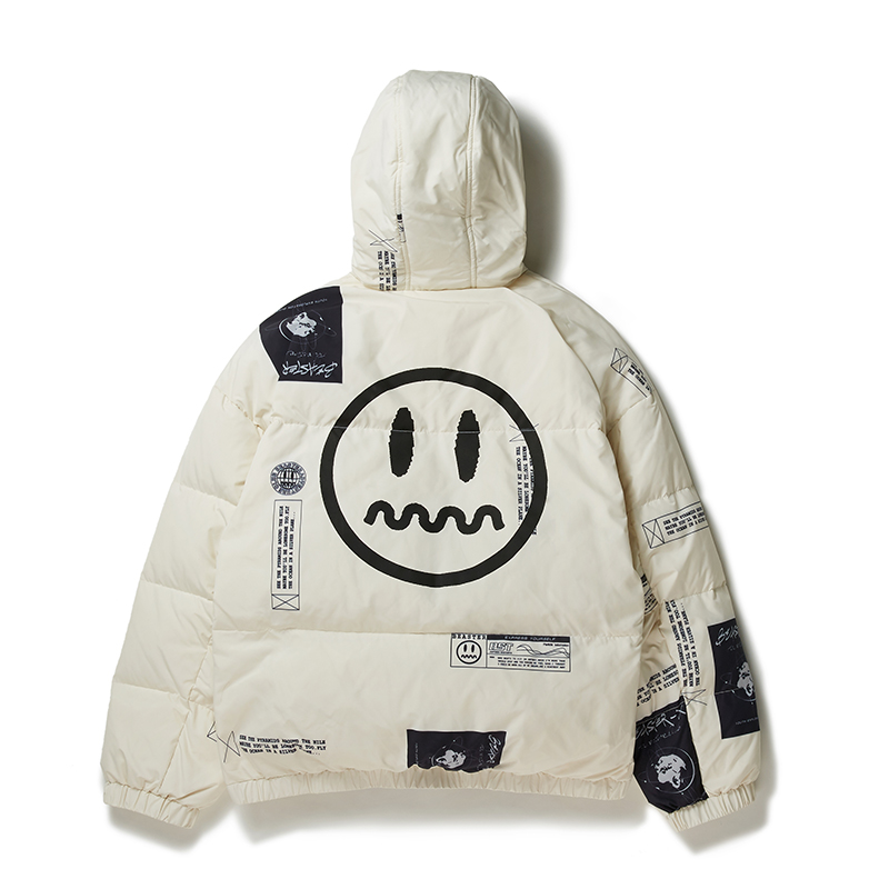 beaster小恶魔鬼脸连帽男白鸭绒 beaster羽绒服