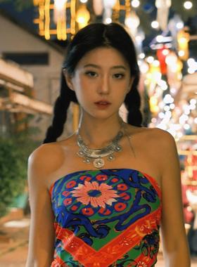 猫之旅店波西米亚雕花流苏项链