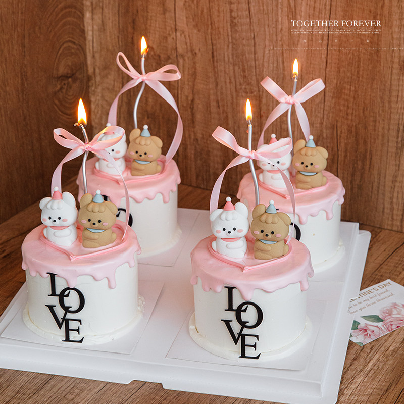 2025情人节蛋糕装饰卡通可爱修狗摆件love亚克力214情侣告白装扮