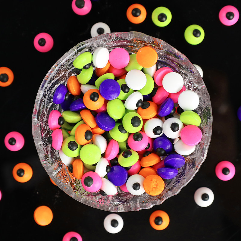 万圣节眼睛糖珠烘焙蛋糕装饰搞怪彩色大小眼珠蛋糕摆件甜品台装饰