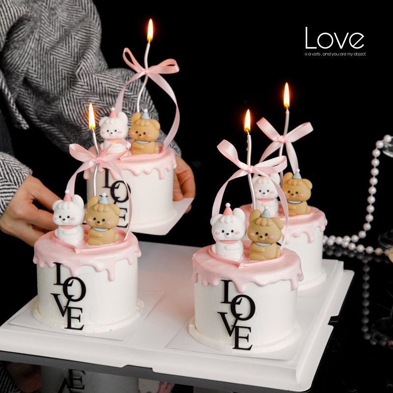 2025情人节蛋糕装饰卡通可爱修狗摆件love亚克力214情侣告白装扮