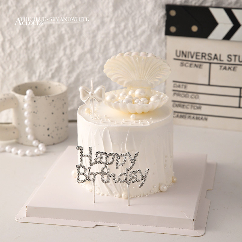 214情人节ins网红简约蛋糕装饰珍珠贝壳摆件女神小仙女装扮插件