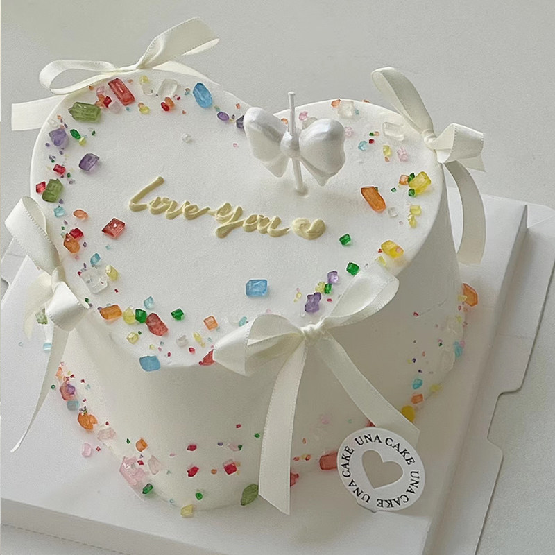 214情人节蛋糕装饰糖珠缤纷钻石糖宝石彩砂糖网红蝴蝶结蜡烛插件