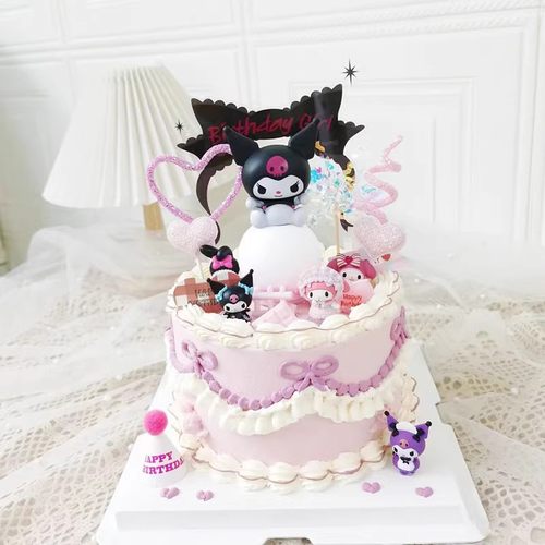网红凯蒂猫蛋糕装饰摆件发光主题插牌女孩儿童生日烘焙插件配件 - 图0