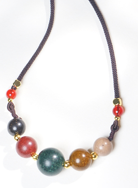 五行合香珠锁骨链天然香材五方药香珠文玩饰品吊坠挂件女文创