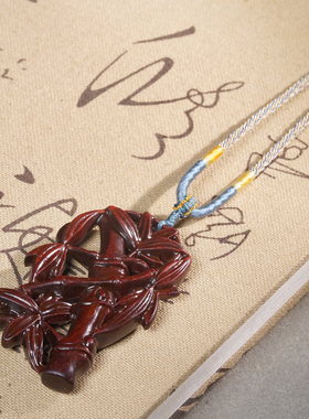 紫檀木竹报平安挂件挂饰无事牌平安牌文玩牌子男士随身木雕把玩