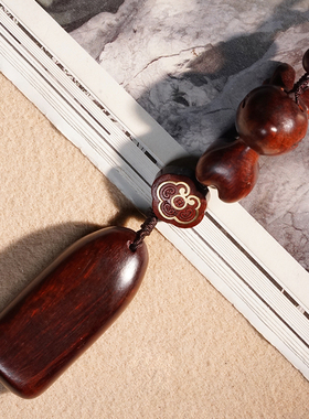 紫檀木小鹿一路平安上上签脖挂项链项坠文玩挂饰挂件车载吊坠男女