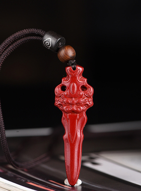 玄同檀木饕餮剑挂件小众设计吊坠项链本命年情侣礼物文玩挂饰挂件