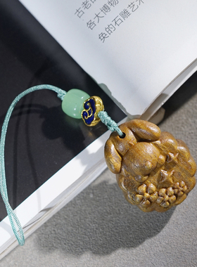 绿檀木紫檀木雕可爱月饼兔吊坠diy创意包包汽车钥匙扣手机链挂件