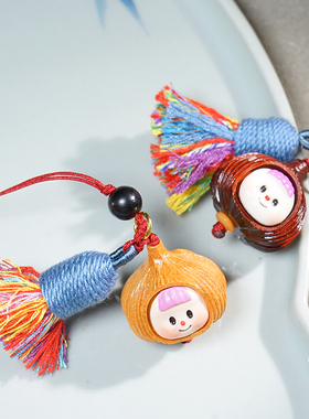 绿檀芭比檀木可爱板栗多妹大蒜挂件小众木作手机链包包挂文玩