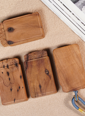 雷击枣木平安牌吊坠脖挂链项链项坠文玩木作挂饰挂饰编织绳链饰品