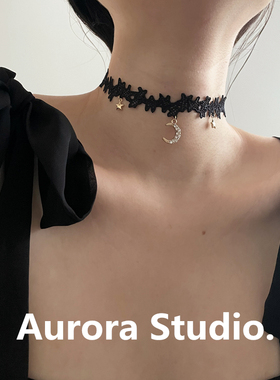 日月星辰 I 黑白星星蕾丝choker百搭项圈女简约唯美短款颈带甜酷