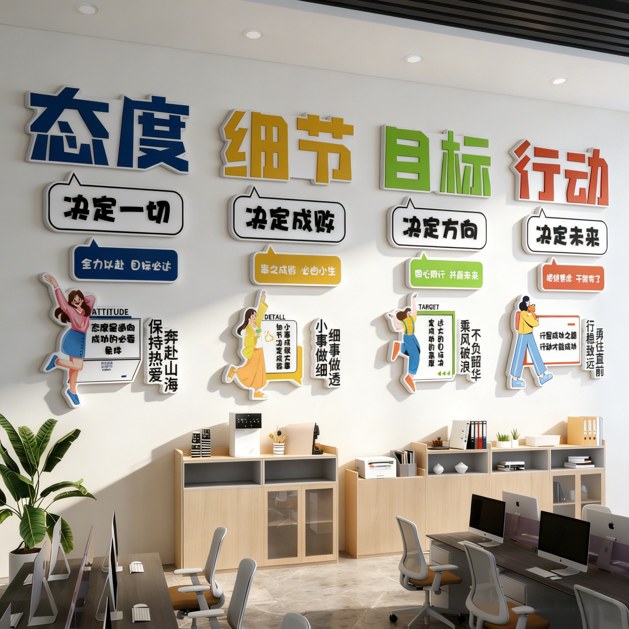 企业文化墙面装饰办公室氛围布置前台公司进门形象墙贴纸励志标语,淘宝优惠券,粉丝福利购,淘宝优惠卷