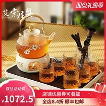 ESSONIO Heat Resistant Glass Flower Teapot With Filter Insulation Electric Pottery Stove Cooking Tea Instrumental Afternoon Tea Set Heating