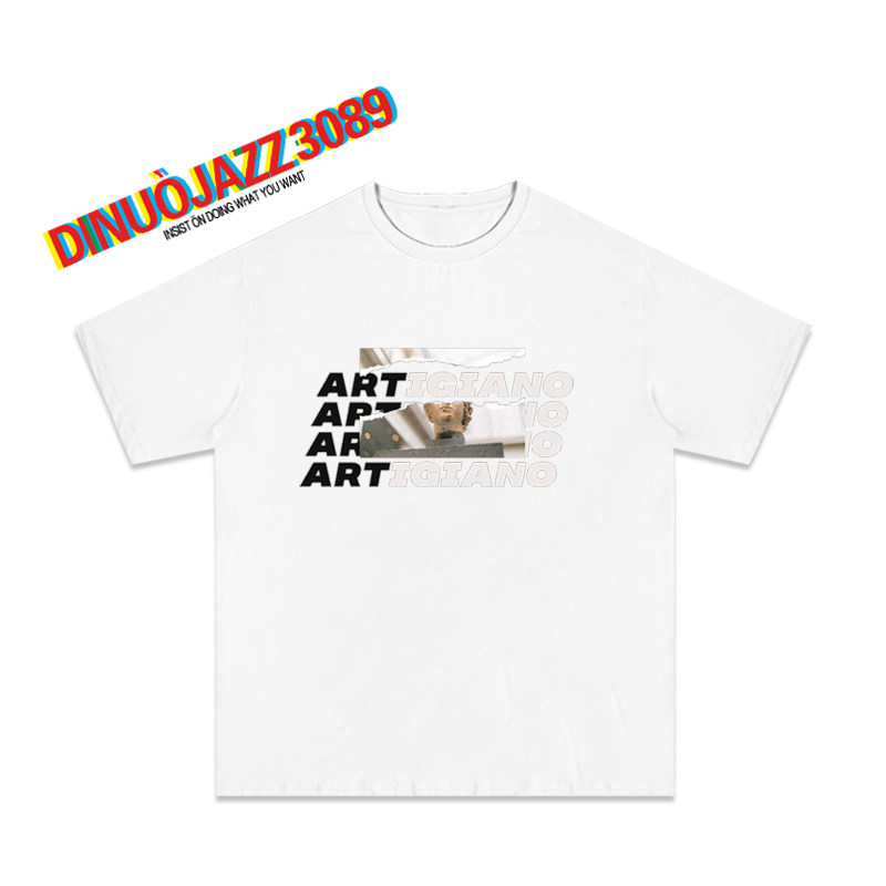 david大卫人像印花拼接短袖风t恤 迪诺爵士T恤