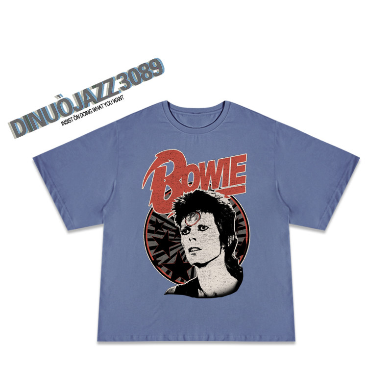 ins高街潮牌david bowie 70 80潮 迪诺爵士T恤