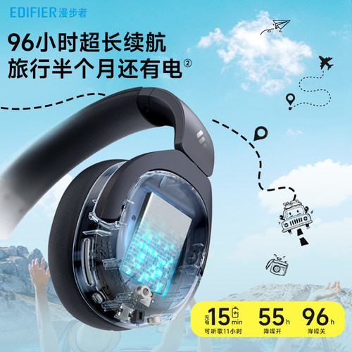 【王一博同款】漫步者W830NB主动降噪蓝牙耳机头戴式金标无线耳麦 - 图3