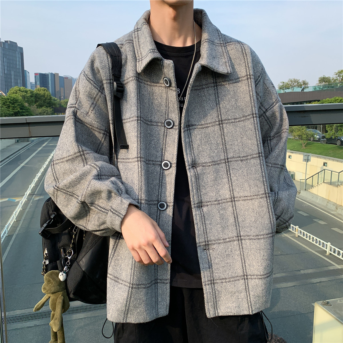 港风加厚短款毛呢格子外套男 呢子大衣秋冬季韩版潮流百搭风衣 ins 港风加厚短款毛呢格子外套男 呢子大衣秋冬季韩版潮流百搭风衣 ins