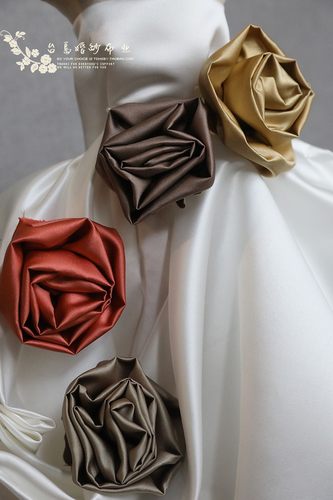 婚纱布料395婚纱缎布料小有光厚缎diy布料咖啡类服装汉服旗袍面料 - 图0