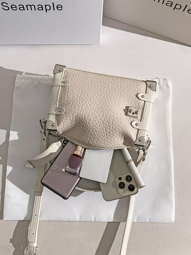 2025春夏新款牛皮小方包休闲时尚手提包女小众高级感盒子包斜挎包 - 图2