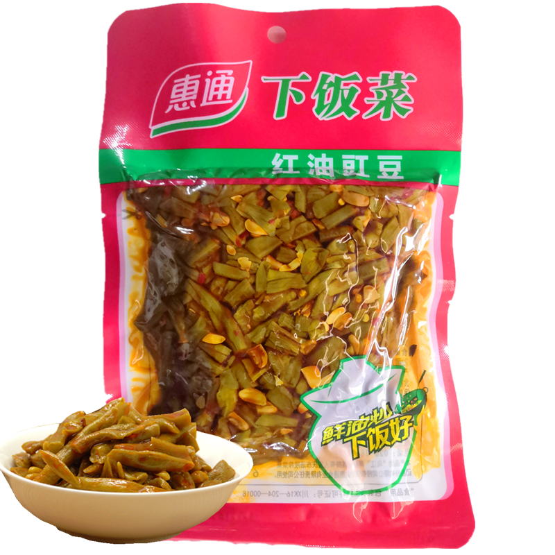 惠通红油榨菜丝180g*5下饭菜红油豇豆酸豆角黄花什锦乌江小包装 - 图0