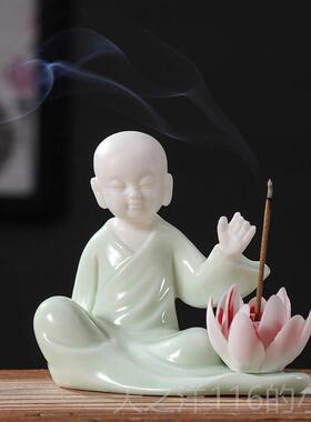正品意中式精品陶瓷人和物小尚摆件创意居香插香器创禅意家客厅装