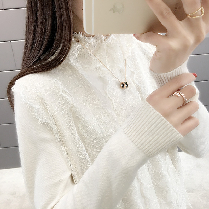 很仙的毛衣洋气百搭好看时尚蕾丝潮 流苏妮毛针织衫