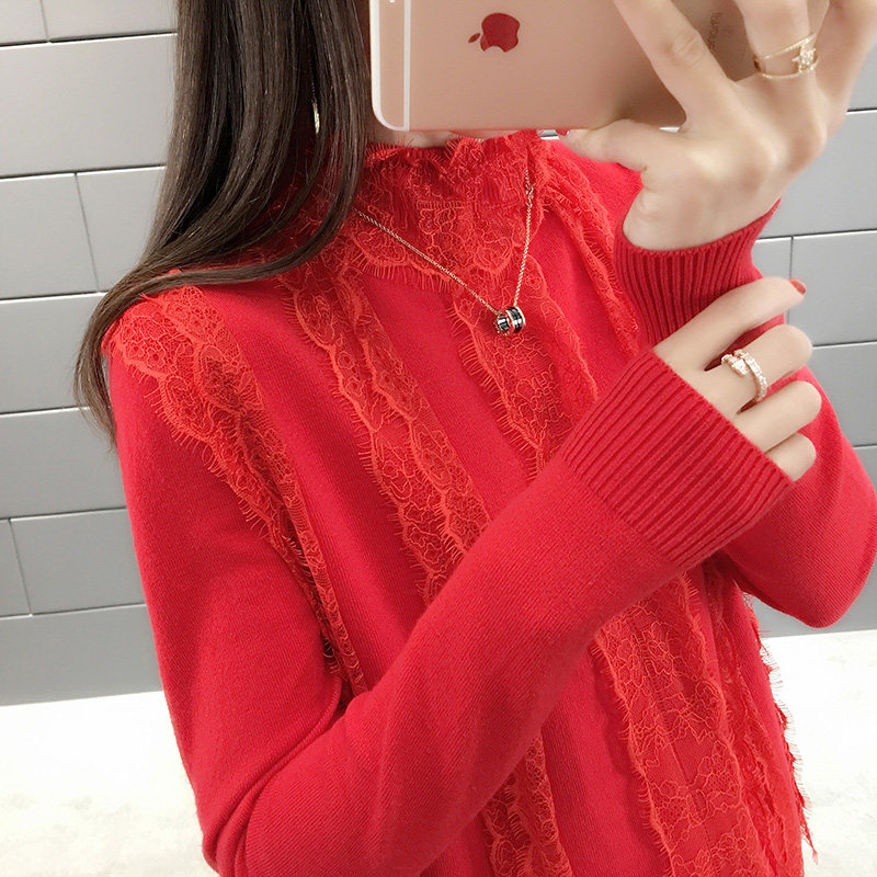 很仙的毛衣洋气百搭好看时尚蕾丝潮 流苏妮毛针织衫