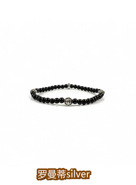 高版本925银黑曜石十字架手链