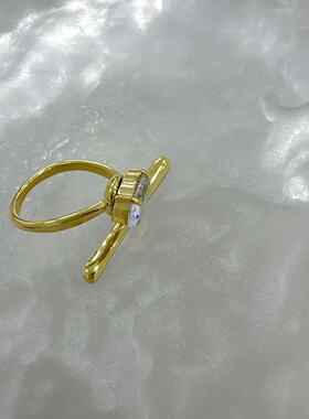 钛钢+合成立方氧化锆 菱形几何开口戒指AQY-ZB3115