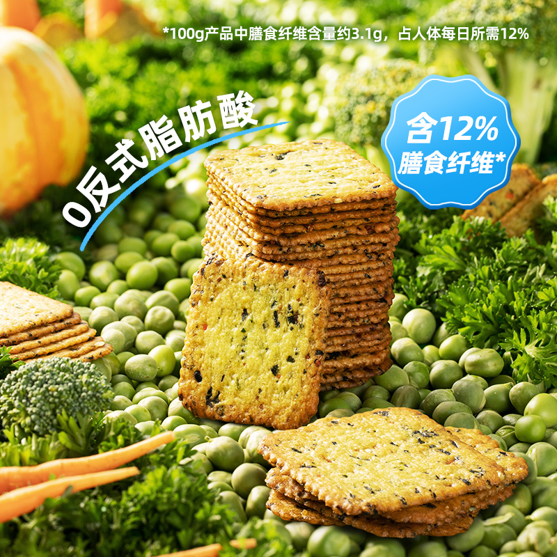 【国货伟龙】十蔬骨汤薄饼 伟龙蔬菜饼干办公室早餐营养饼干零食 - 图0