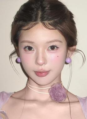 紫色花朵项链绑带锁骨chok