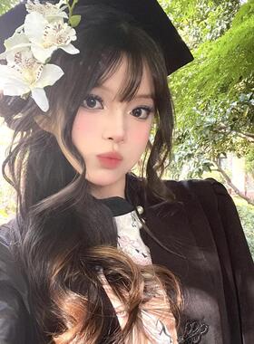 新中式学士帽簪花发夹白色