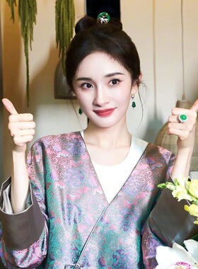 高级感头饰绿色竹叶发簪
