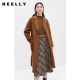 NEELLY shopping mall's same style one-button double-sided woolen coat for women with waist lace-up and temperament long woolen coat