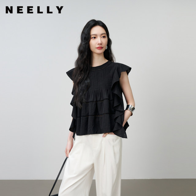 NEELLY Nali Shopping Mall's new summer style franced sleeveless babydoll shirt for women, loose skin-friendly.