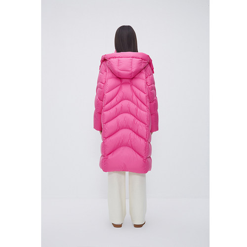 NEELLY纳俪商场同款茧型加厚羽绒服女冬季韩版连帽中长款过膝外套 - 图3