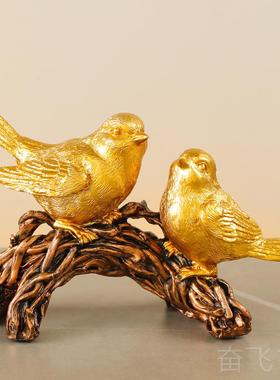 正品喜上眉梢比鸟件轻奢家居摆玄关客厅酒柜翼桌摆设办公室面暖房