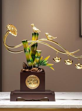 正品节节高中升铜竹子摆件新式办公室导高档厅装饰品领乔迁客新居